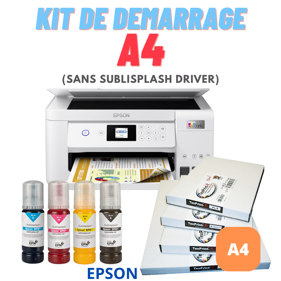 Kit de démarrage sublimation A4 Ecotank Epson ET-2856 sans Sublisplash  driver - PrintFabrik Matériel et Articles pour la sublimation