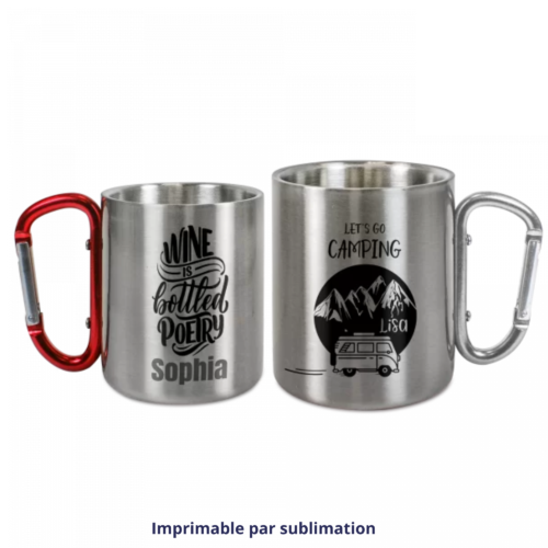 Tasses en inox inoxydable TREK avec mousqueton 10oz