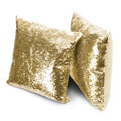 Housse de coussin a paillettes 40x40cmdore