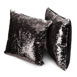 Housse de coussin a paillettes 40x40cmnoir