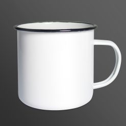 Tasse emaillee blanche Black Orca 18oznoir