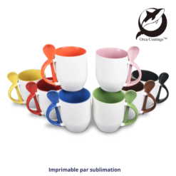 Tasse en céramique TWO TONES avec cuillère black Orca PrintFabrik Matériel et Articles pour la sublimation