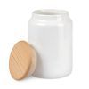 Pot en céramique blanc avec couvercle en bois - Mugs & Tasses sublimables – Revêtement haute qualité