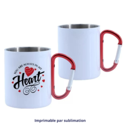 Tasses en acier inoxydable blanches TREK-B avec mousqueton 10oz