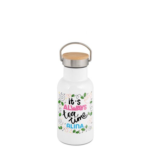 Bouteille isotherme en inox avec couvercle en bambou 400 ml PrintFabrik Matériel et Articles pour la sublimation