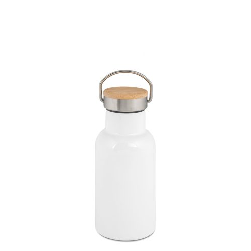 Bouteille isotherme en inox avec couvercle en bambou 400 ml – Image 4