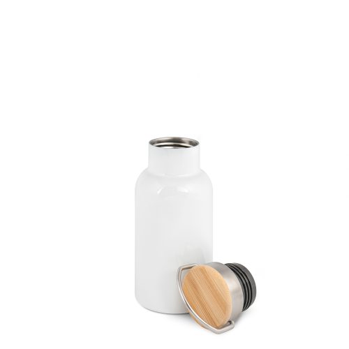 Bouteille isotherme en inox avec couvercle en bambou 400 ml – Image 3