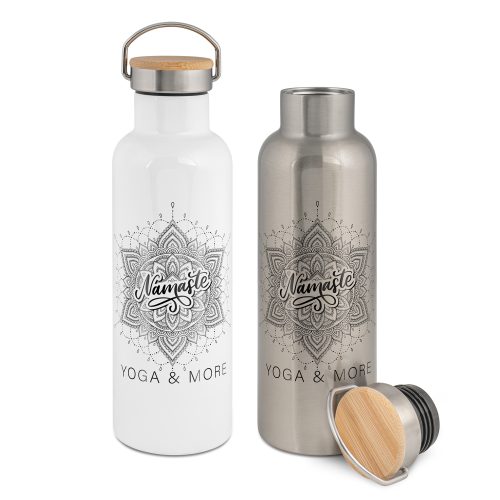 Bouteille isotherme en inox avec couvercle en bambou 750 ml PrintFabrik Matériel et Articles pour la sublimation