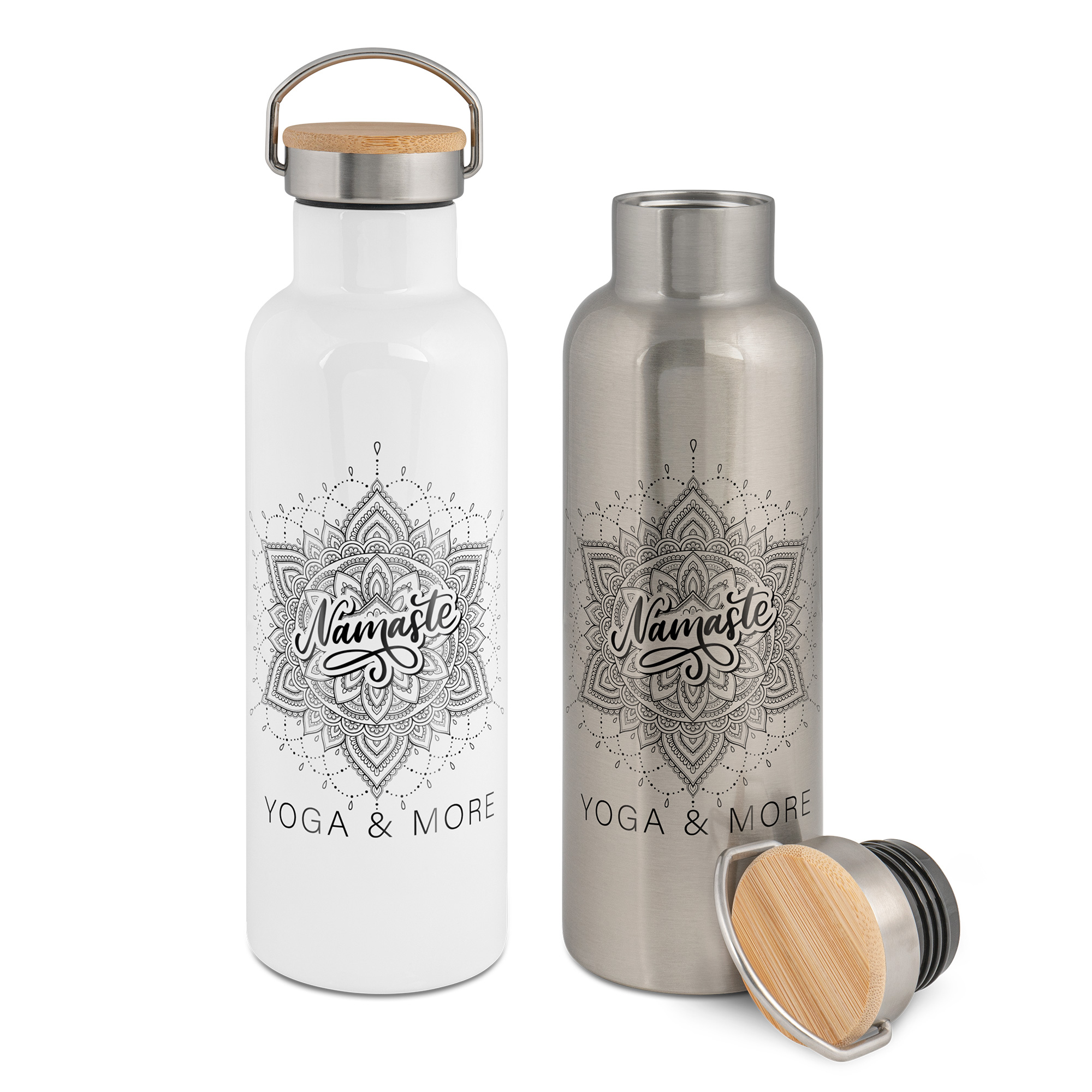 Bouteille isotherme en inox avec couvercle en bambou 750 ml - PrintFabrik  Matériel et Articles pour la sublimation