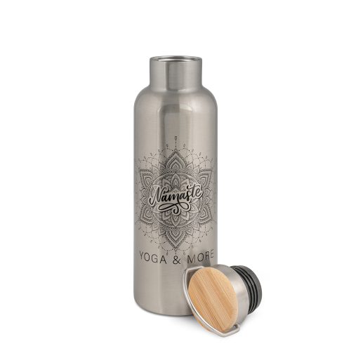 Bouteille isotherme en inox avec couvercle en bambou 750 ml – Image 2