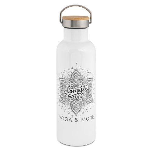 Bouteille isotherme en inox avec couvercle en bambou 750 ml – Image 5