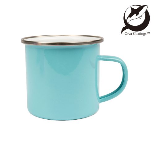 Tasse émaillée 12oz, avec rebord en acier argenté, Orca™ Coating PrintFabrik Matériel et Articles pour la sublimation