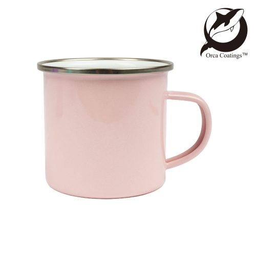 Tasse émaillée 12oz, avec rebord en acier argenté, Orca™ Coating PrintFabrik Matériel et Articles pour la sublimation