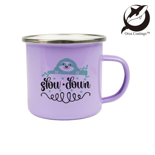 Tasse émaillée 12oz, avec rebord en acier argenté, Orca™ Coating PrintFabrik Matériel et Articles pour la sublimation