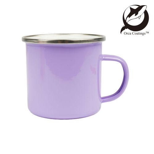 Tasse émaillée 12oz, avec rebord en acier argenté, Orca™ Coating PrintFabrik Matériel et Articles pour la sublimation