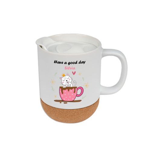 Tasse en céramique avec socle en liège amovible
