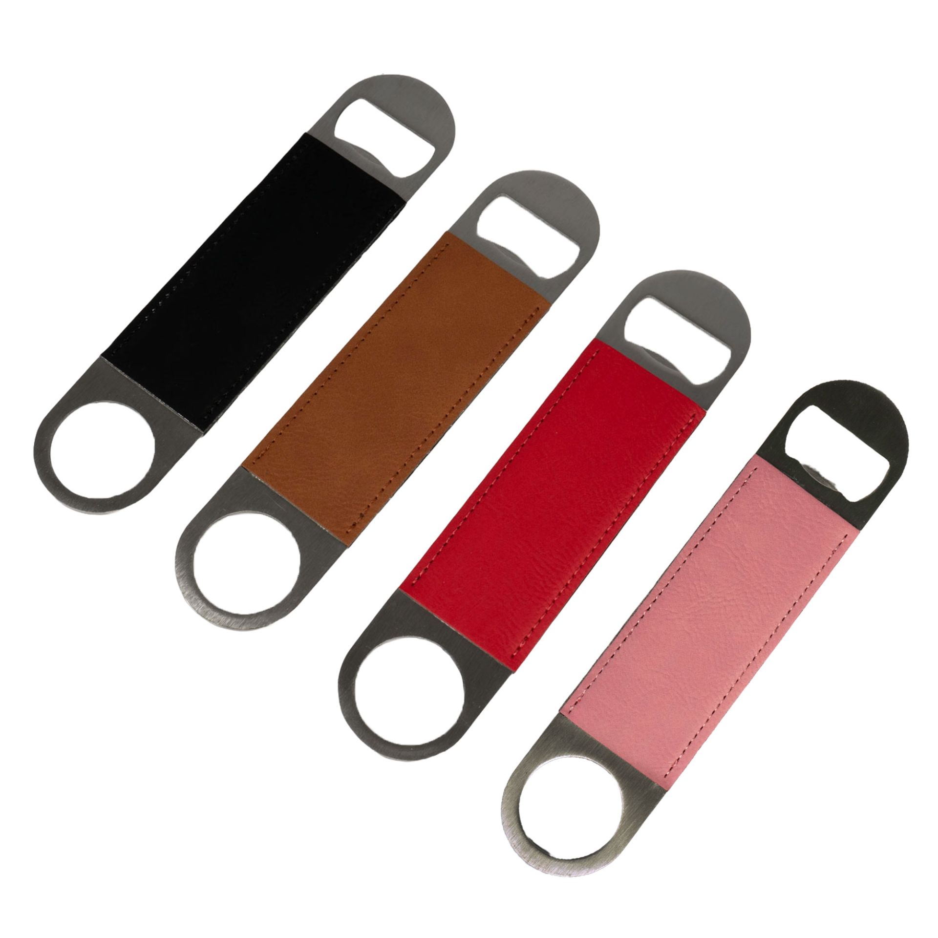 Ouvre-bouteille laser en acier inoxydable avec revêtement en similicuir 40 x 117 mm PrintFabrik Grossiste en matériel de sublimation Ouvre-bouteille laser en acier inoxydable avec revêtement en similicuir 40 x 117 mm - Gravure Laser