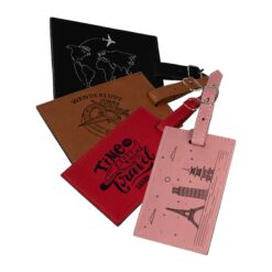 Étiquette de valise laser en similicuir avec sangle à boucle réglable 70 x 110 mm - Gravure Laser