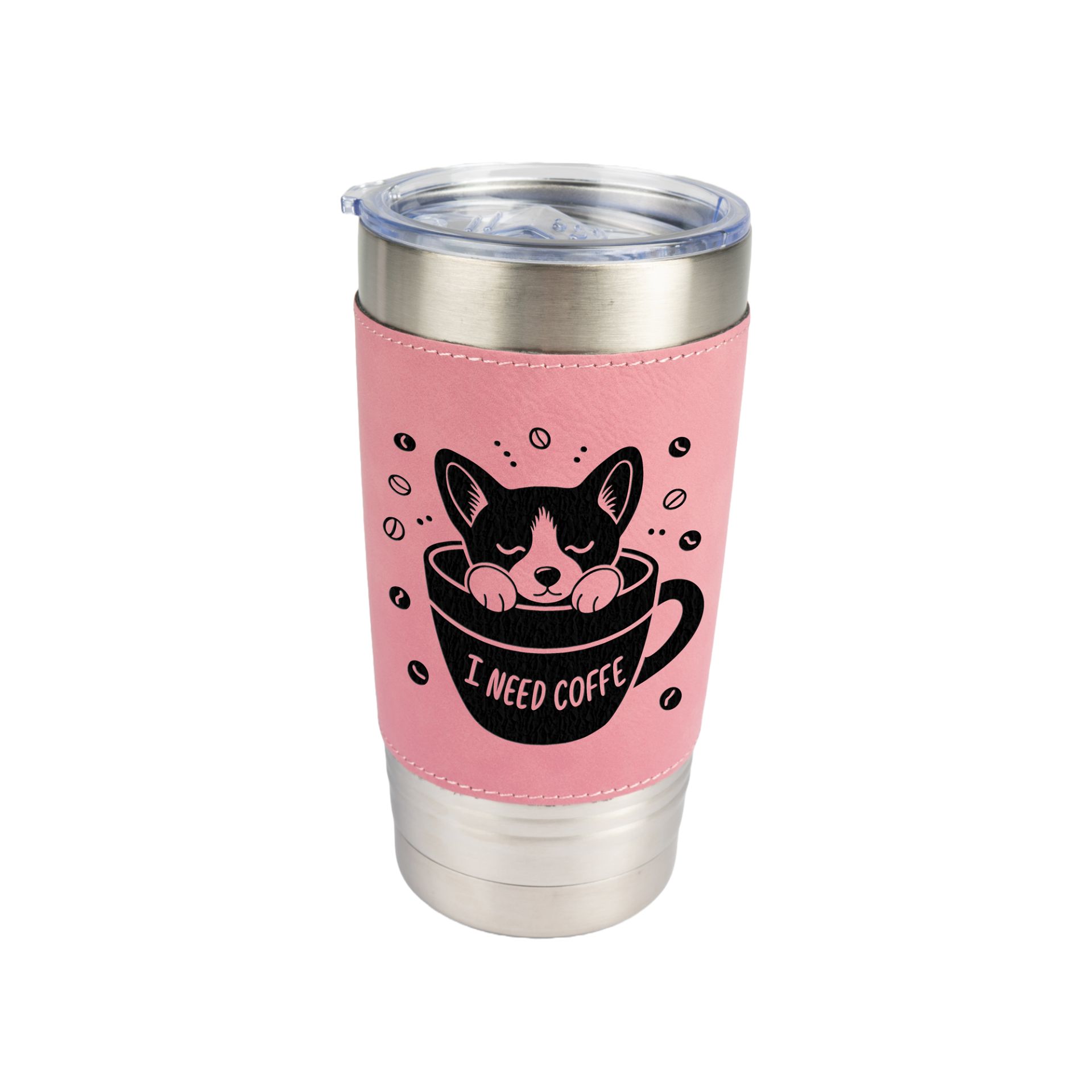 Tumbler laser en acier inoxydable 590 ml avec similicuir Ø 90 mm, hauteur 175 mm PrintFabrik Grossiste en matériel de sublimation Ouvre-bouteille laser en acier inoxydable avec revêtement en similicuir 40 x 117 mm - Gravure Laser